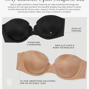 NWT lot 2 Victoria Secret convertible push up bra Sexy Illusions black/nude 34D